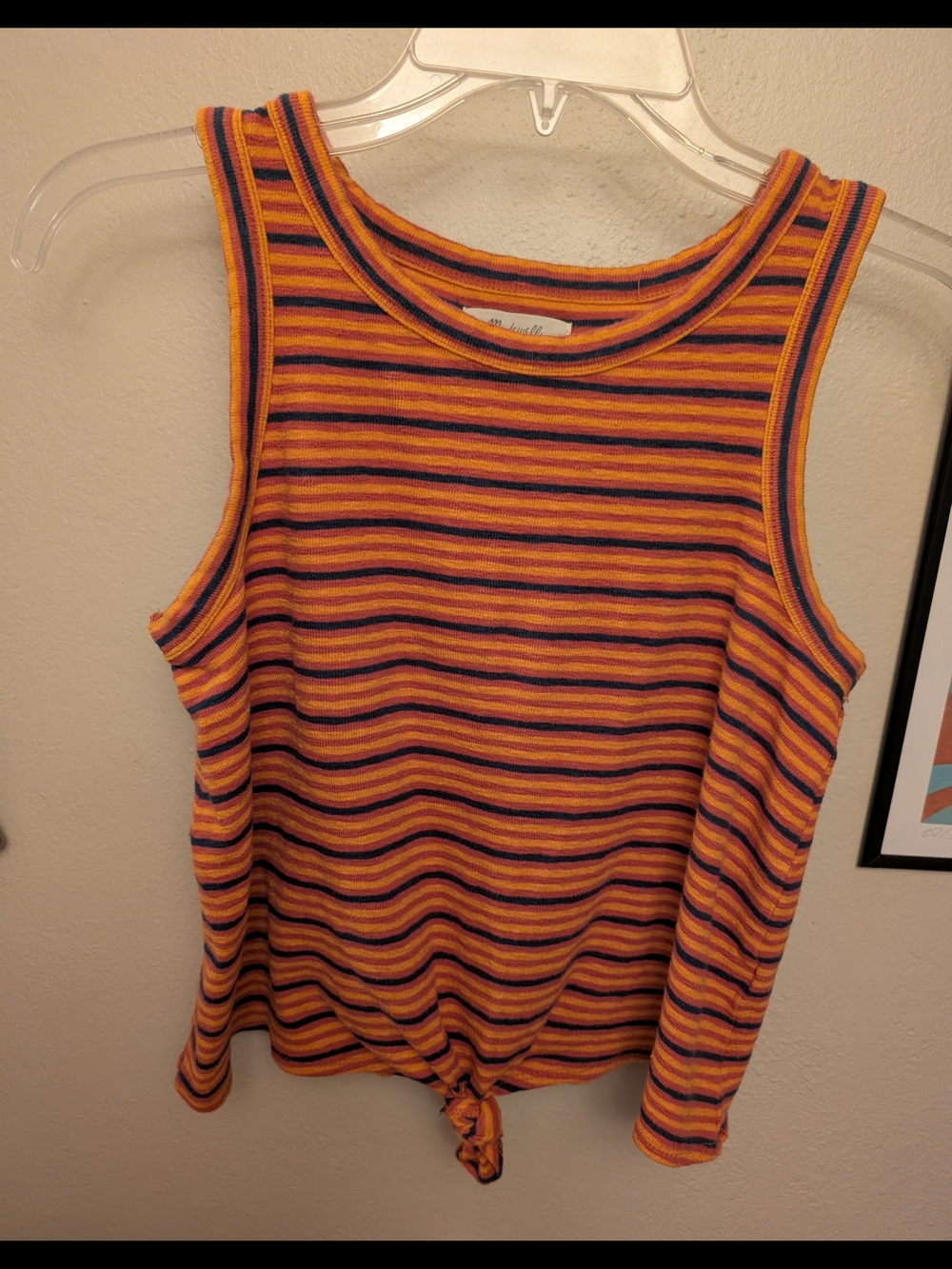 Madewell Orange and Blue Striped Tie-Front Tank XS